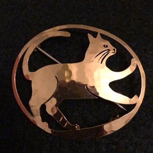 Wild Bryde 14k Gold Plate Hand Made Cat Brooch